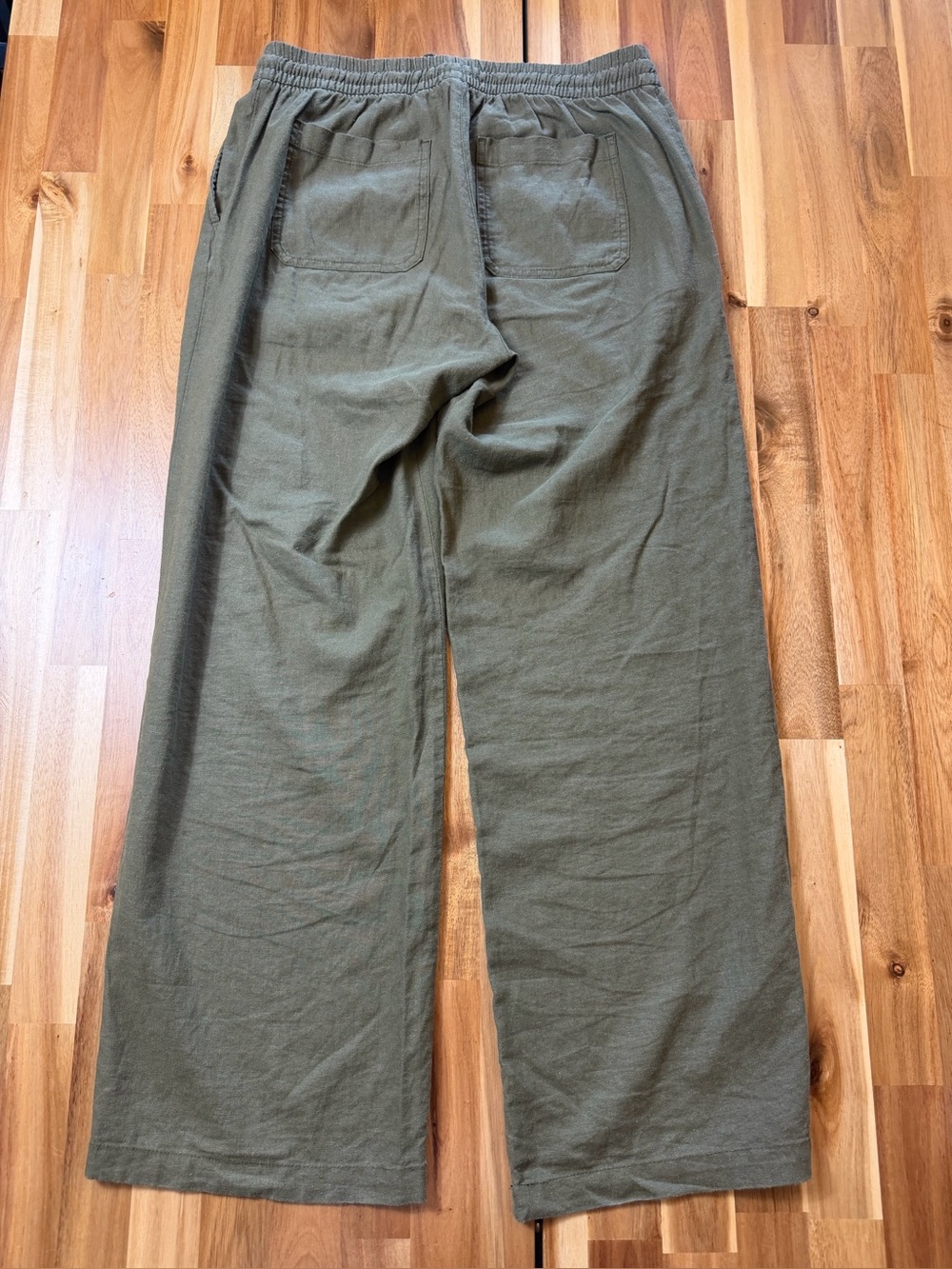 Old Navy Linen Blend Wide Leg Pants Olive Green Pull On Size Small - Picture 5 of 11